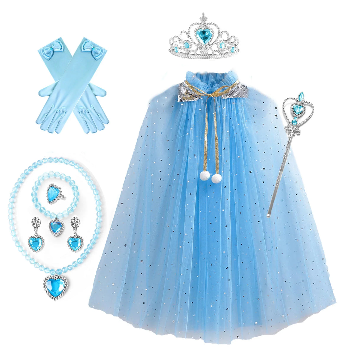 Conjunto Princesa do Gelo Infantil com Capa e Acessórios