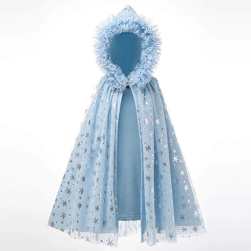 Capa Infantil Floco de Neve com Capuz e Brilho