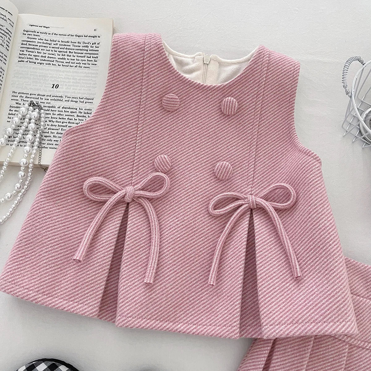 Conjunto Elegância Laços Rosa