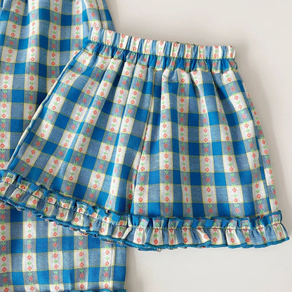 Conjunto Infantil Vichy Encanto Azul – 3 Peças