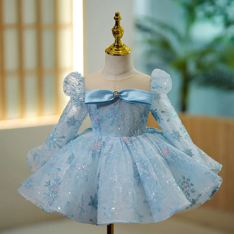 Vestido de Festa Infantil Frozen Bordado Luxo