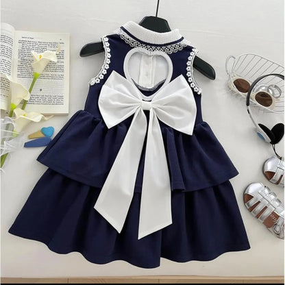 Vestido Infantil Laço Marinho