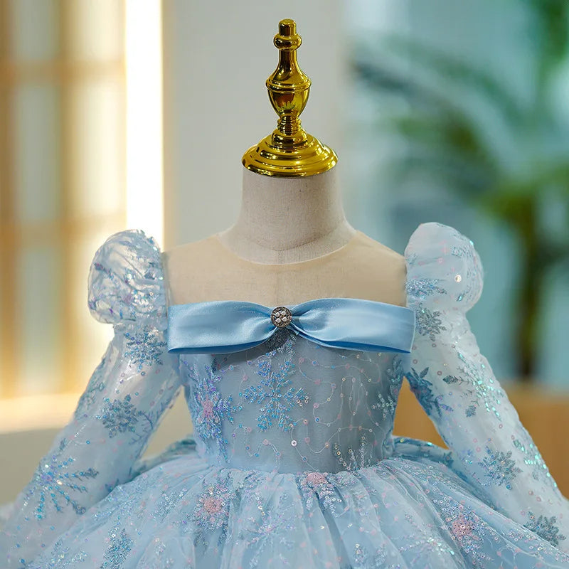 Vestido de Festa Infantil Frozen Bordado Luxo