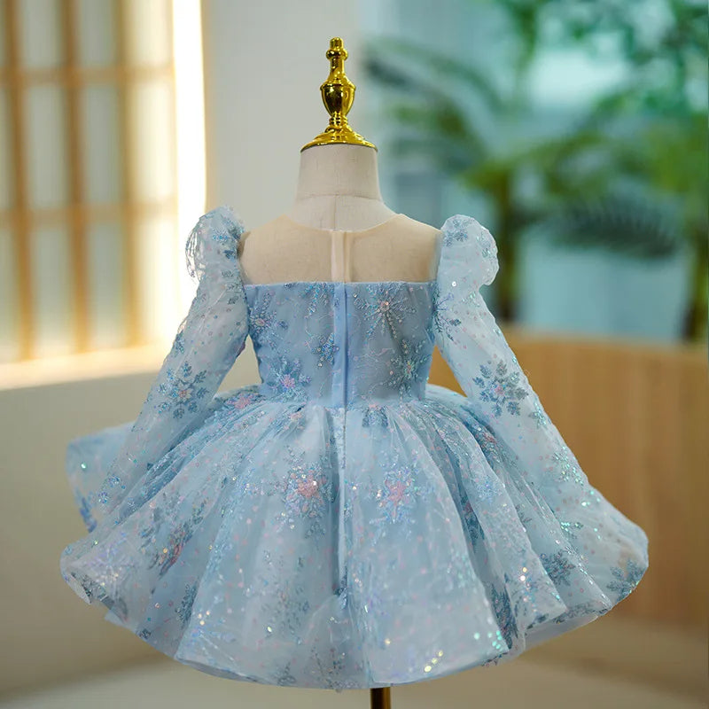 Vestido de Festa Infantil Frozen Bordado Luxo