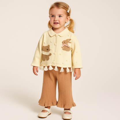 Conjunto Infantil Tricô Ursinho e Coelhinho