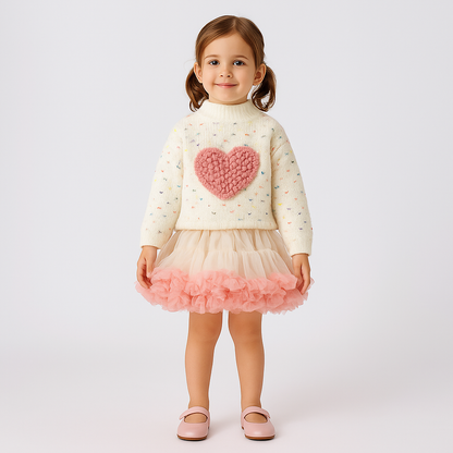 Conjunto Infantil Coração Tutu