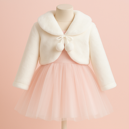 Bolero Infantil Pelúcia com Pompons