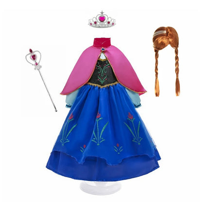 Fantasia Infantil Anna com Capa Rosa