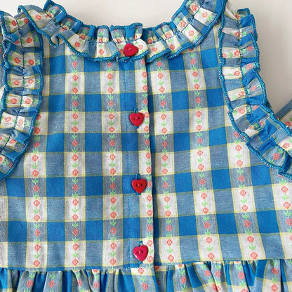 Conjunto Infantil Vichy Encanto Azul – 3 Peças