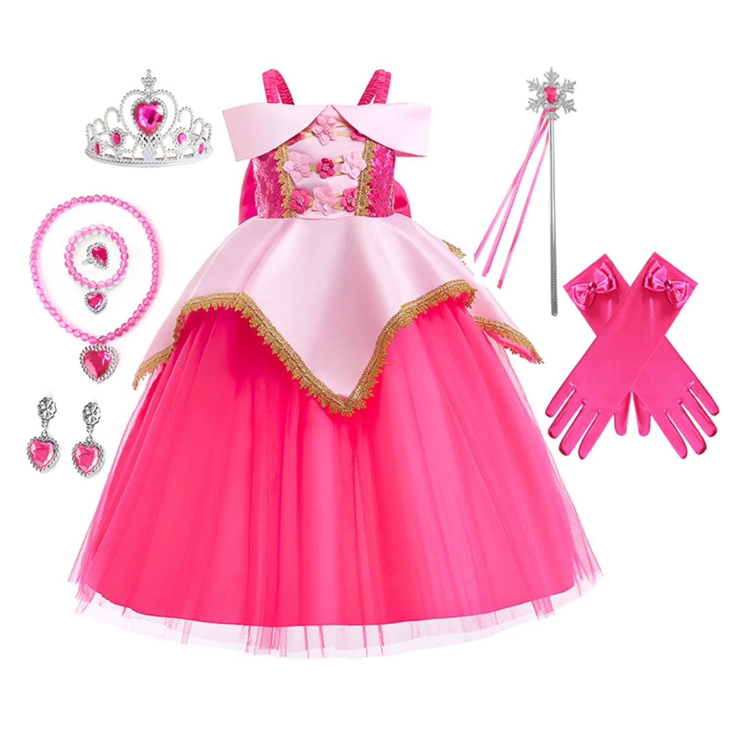 Fantasia Infantil Princesa Aurora Completa com Acessórios