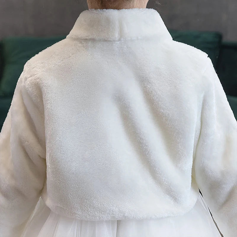 Bolero Infantil Pelúcia com Pompons