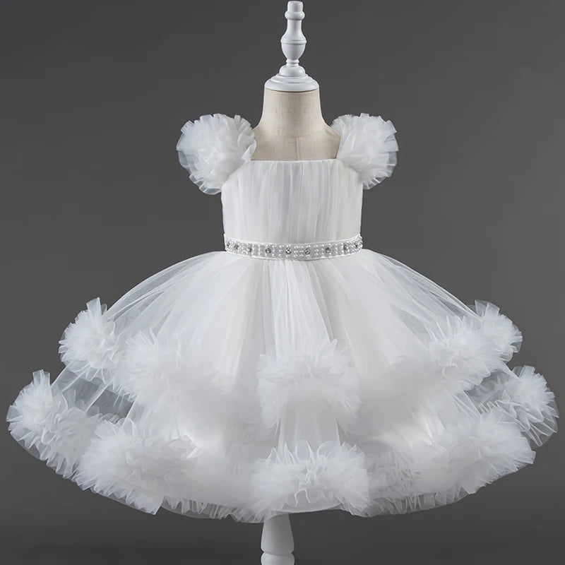 Vestido Infantil de Festa Tule Mariah Branco