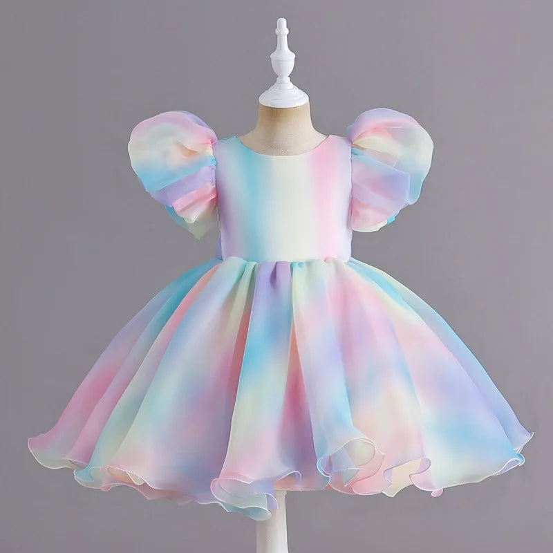 Vestido de Festa Infantil Arco-Íris