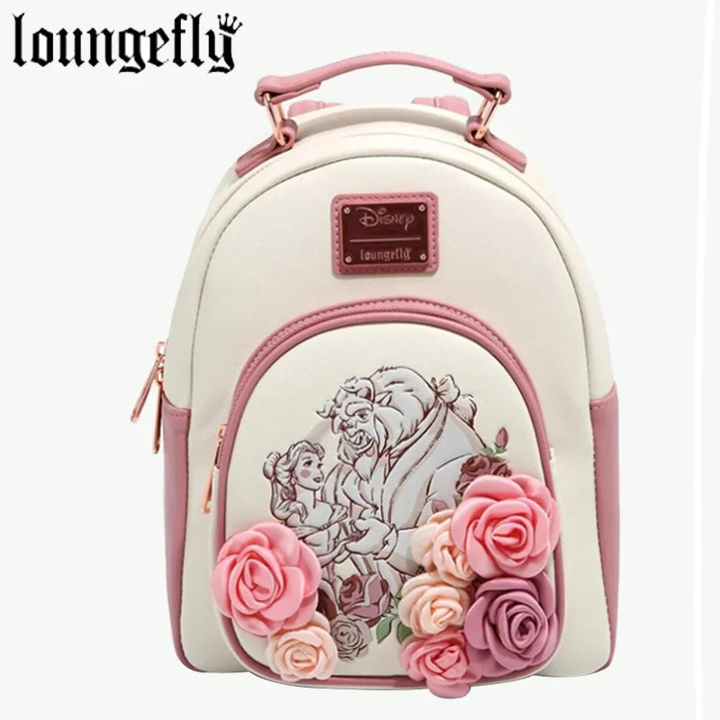 Mochila Infantil A Bela e a Fera Rosas