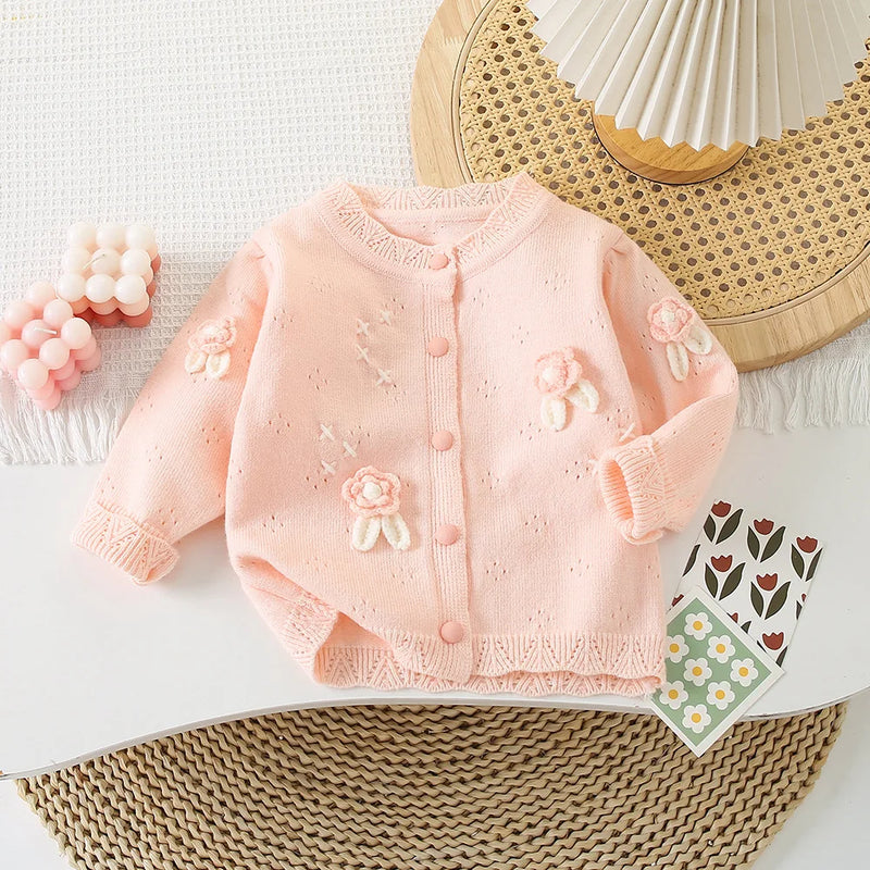 Conjunto Infantil Feminino Tricô Flor com Saia Tutu