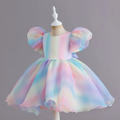 Vestido de Festa Infantil Arco-Íris