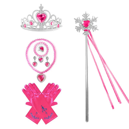 Kit de Acessórios Princesa Anna Frozen com Peruca, Tiara, Varinha e Luvas