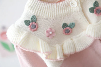 Cardigã Infantil Floral com Babado