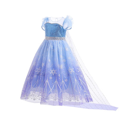 Vestido de Princesa Floco de Neve com Saia de Luz LED
