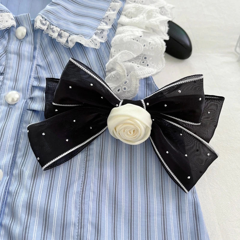 Conjunto Infantil Azul com Laço e Renda