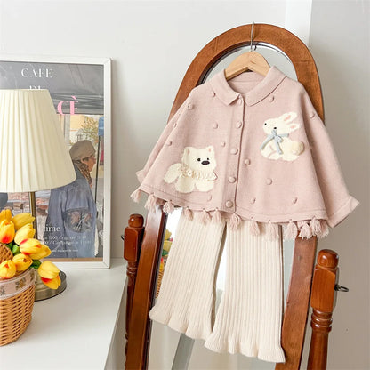 Conjunto Infantil Tricô Ursinho e Coelhinho