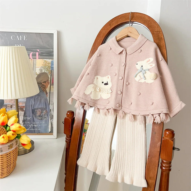 Conjunto Infantil Tricô Ursinho e Coelhinho