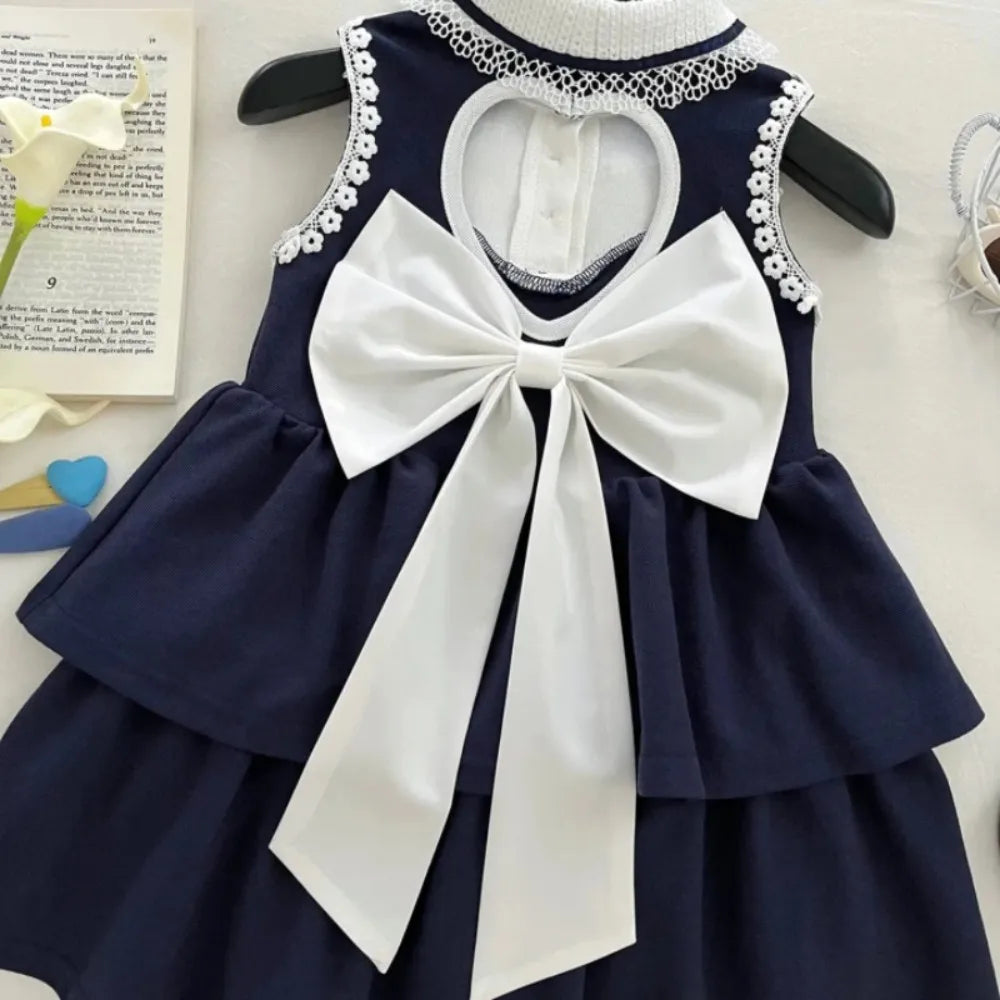 Vestido Infantil Laço Marinho