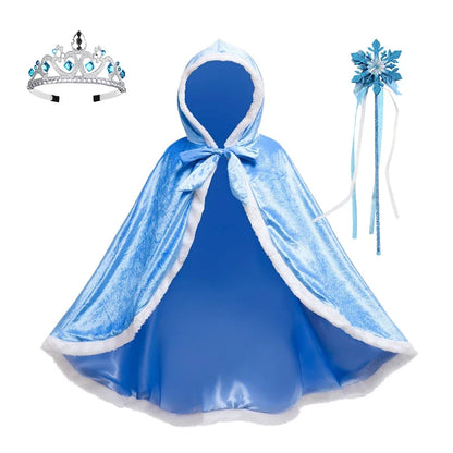 Capa de Princesa em Veludo com Coroa e Varinha
