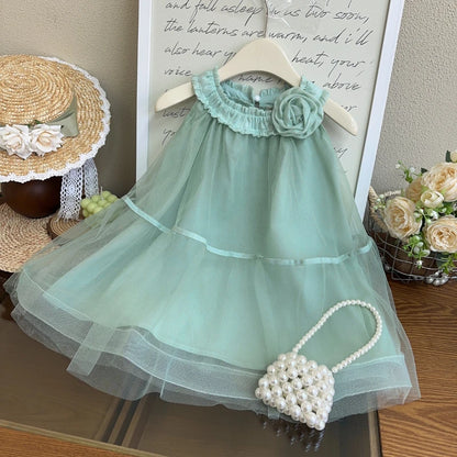 Vestido Infantil Verde Menta com Tule