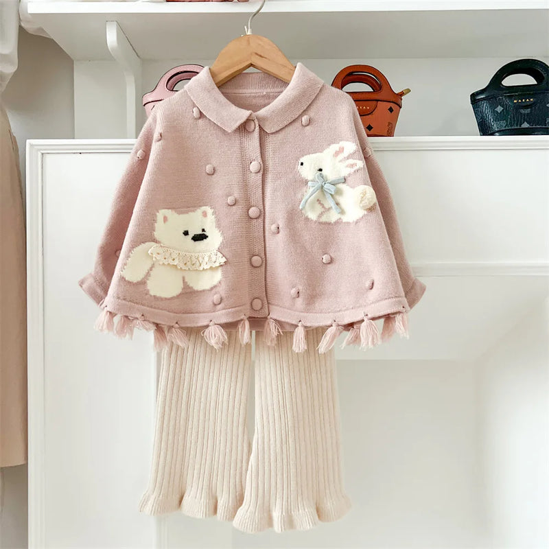 Conjunto Infantil Tricô Ursinho e Coelhinho