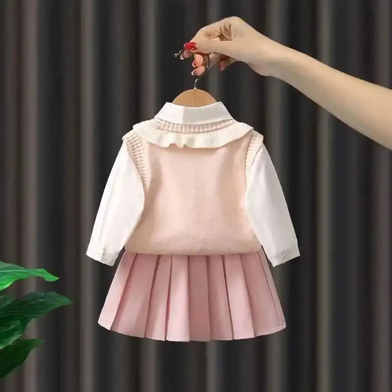 Conjunto Infantil Feminino 3 Peças Rosa com Coelhinho