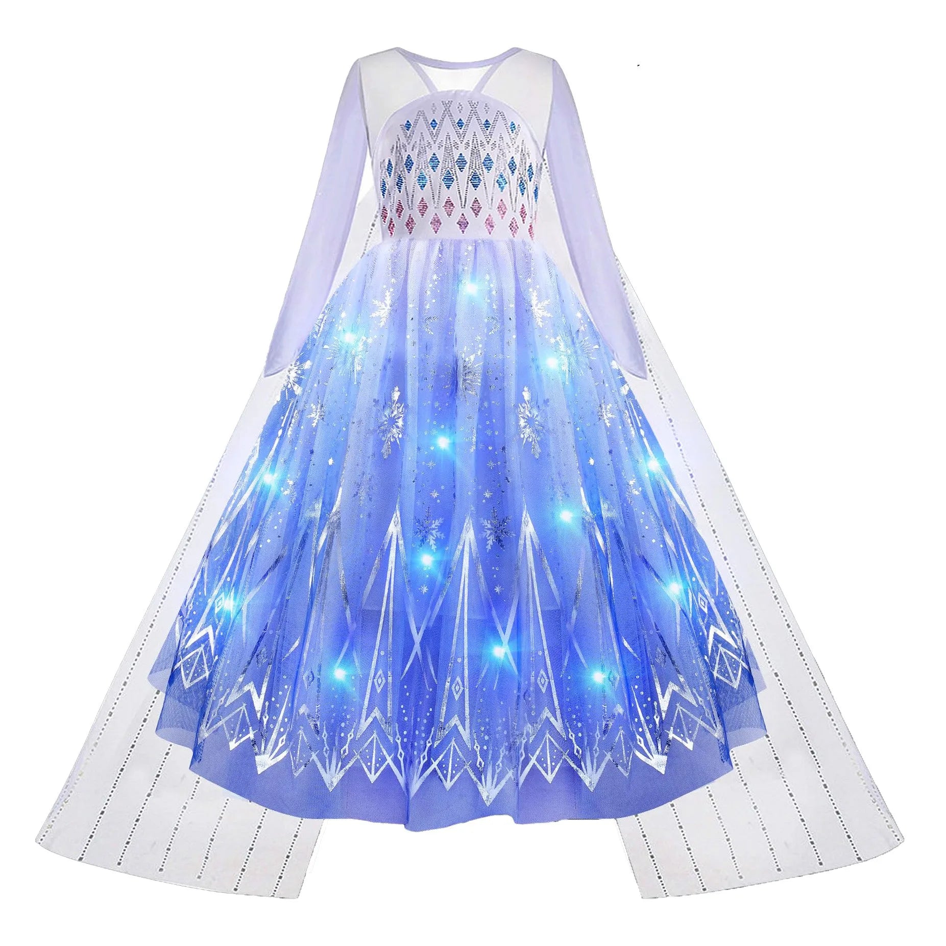 Vestido Infantil Frozen com Luzes LED