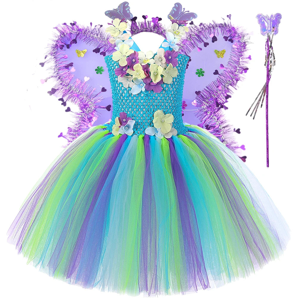 Fantasia Infantil Fada das Flores Tule