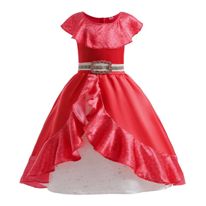 Fantasia de Princesa Vermelha Infantil Princesa do Sol com Tiara