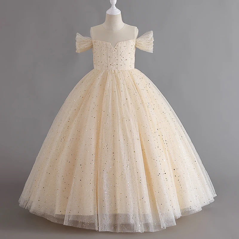 Vestido Infantil Longo Princesa Brilho Glamour
