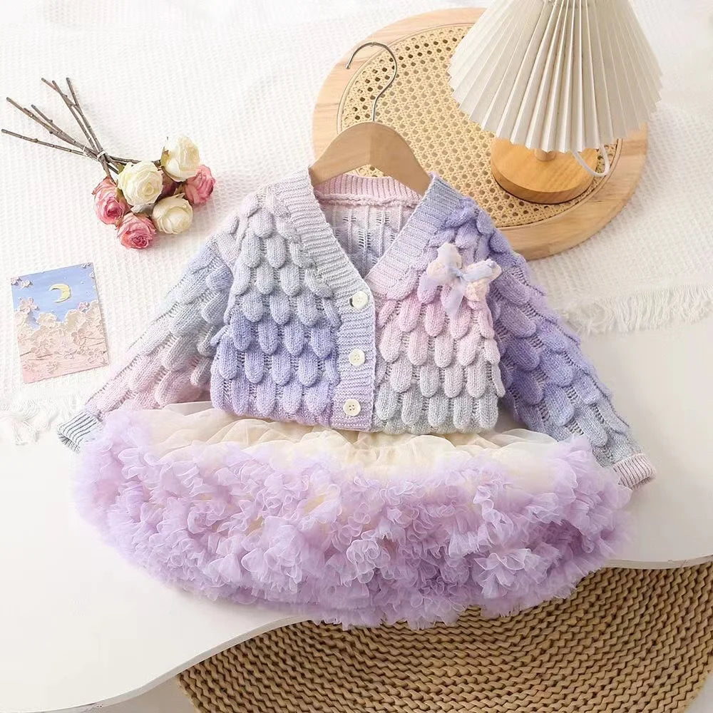 Conjunto Infantil Tricô e Tule Luisa Laço