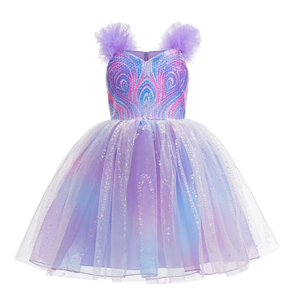 Vestido de Princesa Fada Lilás Brilhante Encanto do Crepúsculo