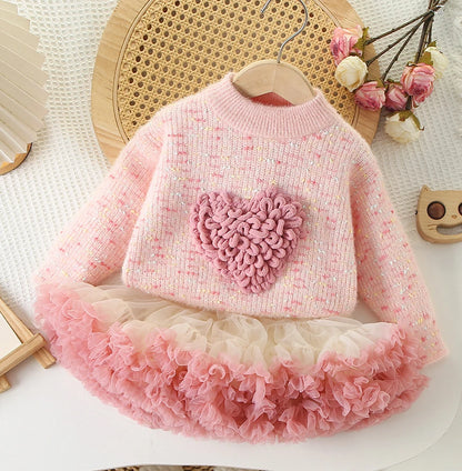 Conjunto Infantil Coração Tutu