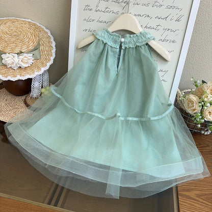 Vestido Infantil Verde Menta com Tule