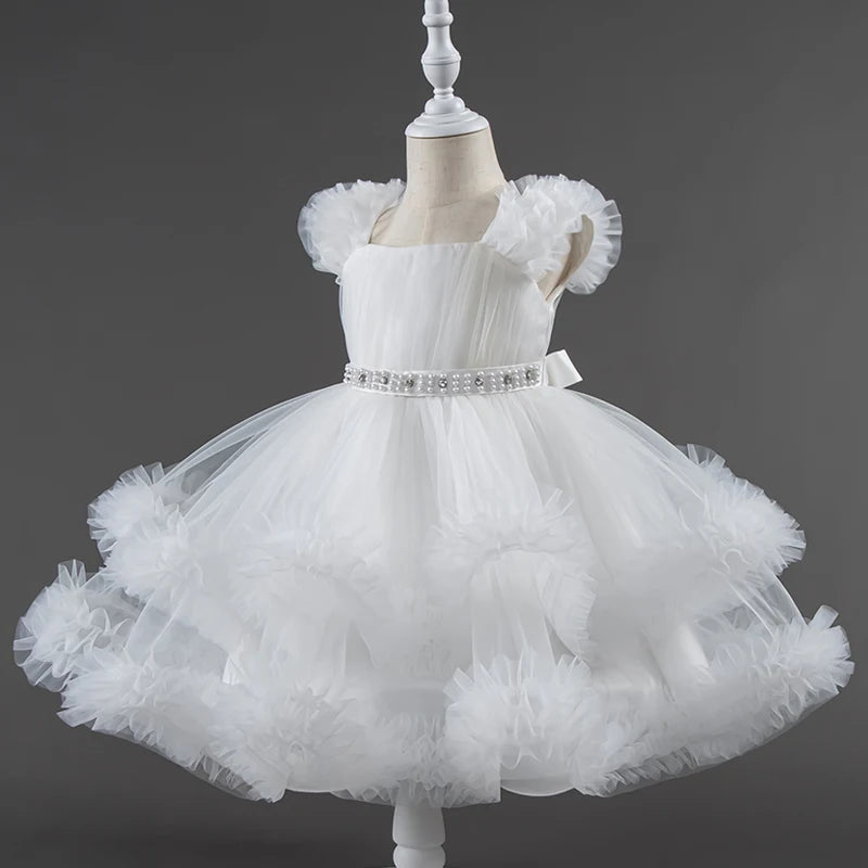 Vestido Infantil de Festa Tule Mariah Branco