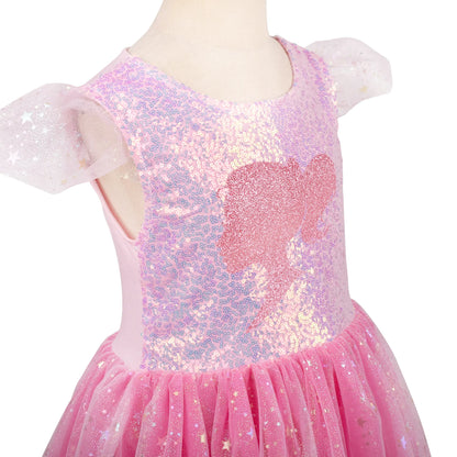 Vestido Infantil Barbie Glamour Rosa com Tiara