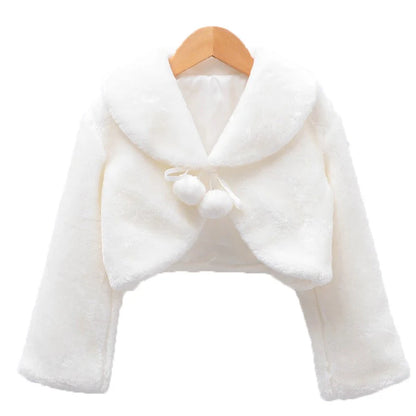 Bolero Infantil Pelúcia com Pompons