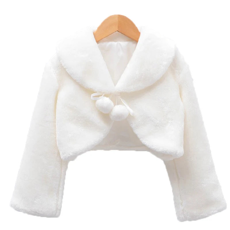 Bolero Infantil Pelúcia com Pompons