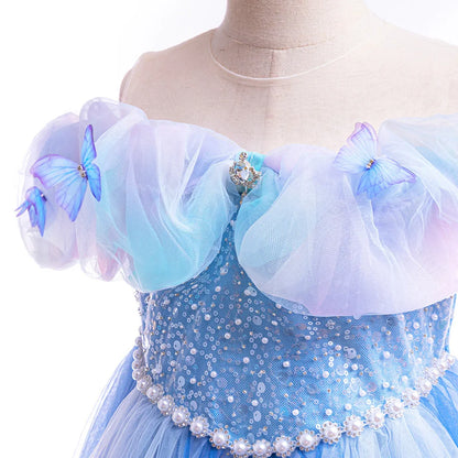 Fantasia Infantil Cinderela Borboleta Tule Azul