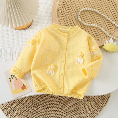 Conjunto Infantil Feminino Tricô Flor com Saia Tutu