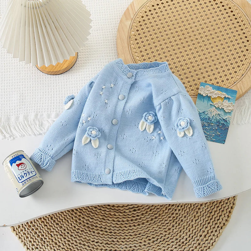 Conjunto Infantil Feminino Tricô Flor com Saia Tutu