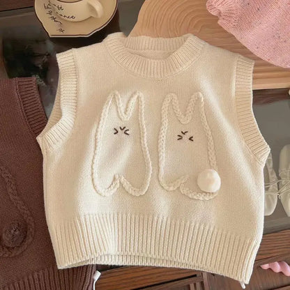 Conjunto Infantil Tricô e Jeans Coelhinho