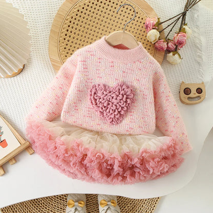 Conjunto Infantil Coração Tutu