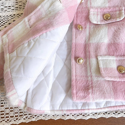 Conjunto Infantil Xadrez Rosa com Pelúcia
