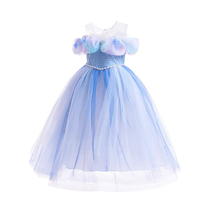 Fantasia Infantil Cinderela Borboleta Tule Azul